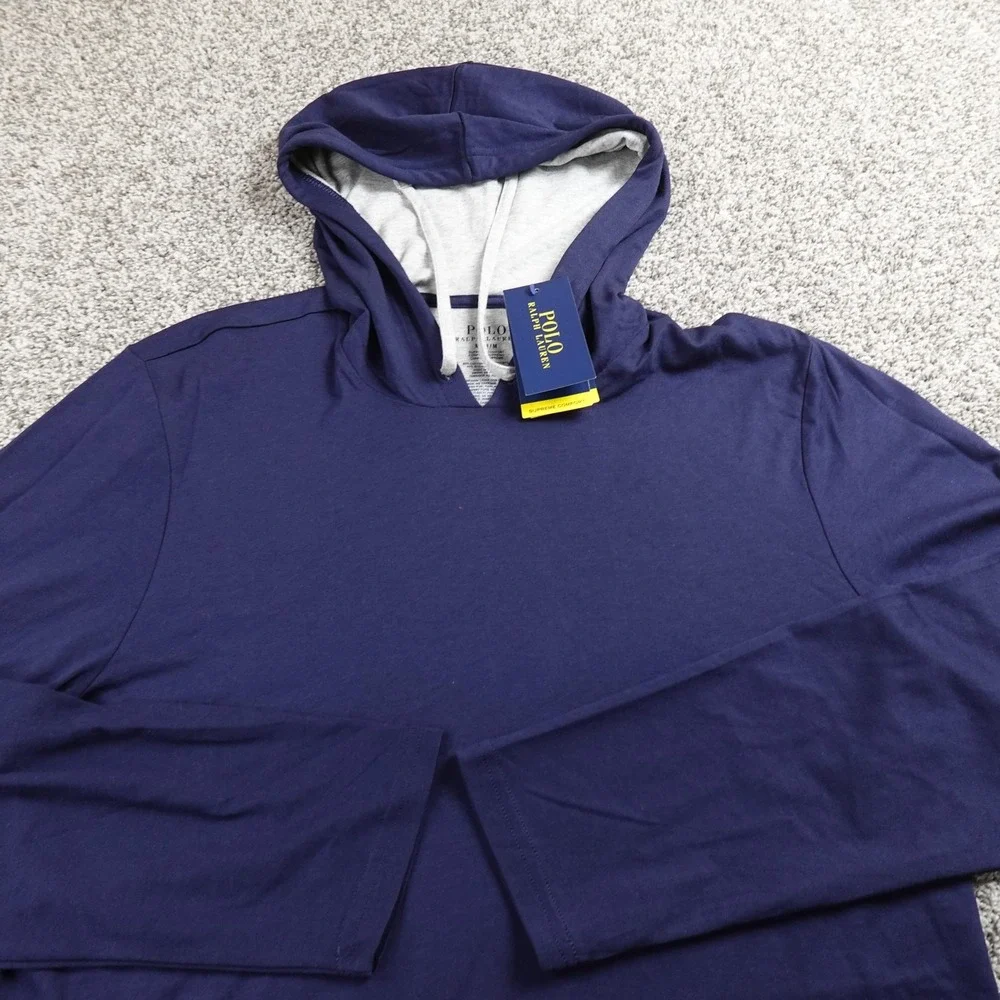 NEW Polo‎ Ralph Lauren Hoodie Mens M Blue Long Sleeve Pullover Sweatshirt Pony